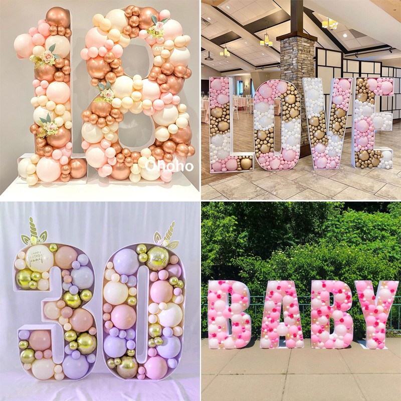 Christmas Decorations 73cm Baby Shower Letter Balloon Filling Box Frame Mosaic Birthday Adult Anniversary Wedding Party Number Alphabet DIY Decor Wall 220916