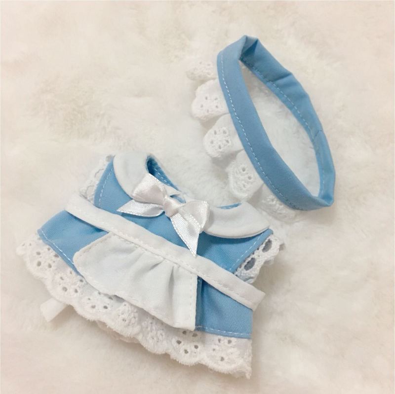 Handmade 10cm Doll Clothes Maid Dress Headband Apron Kpop Plush Dolls Outfit Toys Baby Accessories Cos Suit 220816