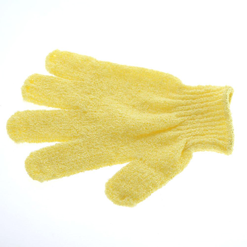 Fuktgivande spa hudv￥rd tyg badhandskar fem fingrar exfolierande handskar m￶ter kroppens badaktiga mjuka handskar