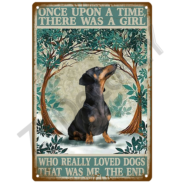 Dachshund Tin Sign Retro Metal Painting Plaque Metal Vintage Aesthetic Home Living Room Wall Decor Posters Decoration Mural Plates8402226