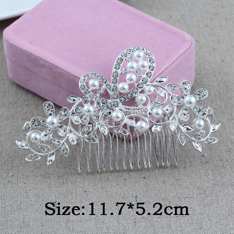 Fashion Silver Color Rhinestone Flower Leaf Peli di capelli da sposa ragazze Ornamenti capelli cristallini Ornelli Accessori capelli da sposa