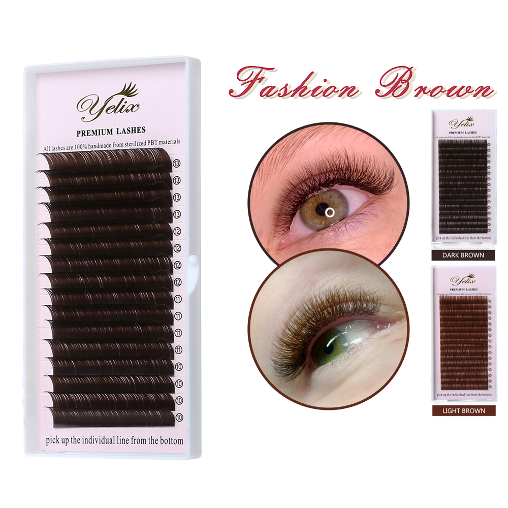 Makeup Tools & Accessories YELIX 0.07 C D False Dark Brown Individual Color Fake Eye Lashes Mink Eyelash Extension 100% real