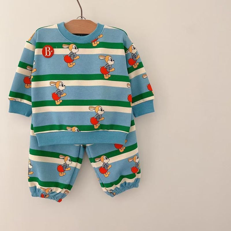 Zestawy odzieży Koreańska marka Ubrania dla dzieci jesień chłopcy T-shirty Pantoon Cartoon Toddler Bluza dziewczęta butique stroje niemowlęce dzieci 220916