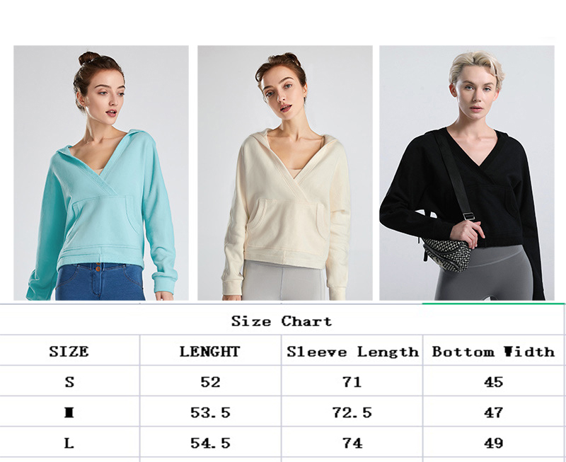 Lu yoga clothes V-neck hooded sports sweater women`s loose plus velvet outdoor sports long-sleeved top lu-F157 Please check the size chart to buy