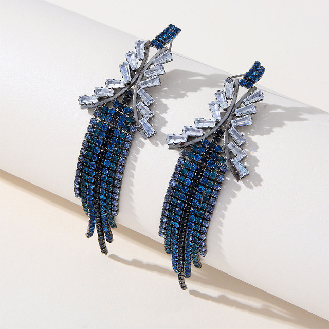 Dangle & Chandelier Blue Tassel Women's Earrings Euramerican Fashion Heavy Earring Creative Personality Long Eardrop Female Women Jewelry