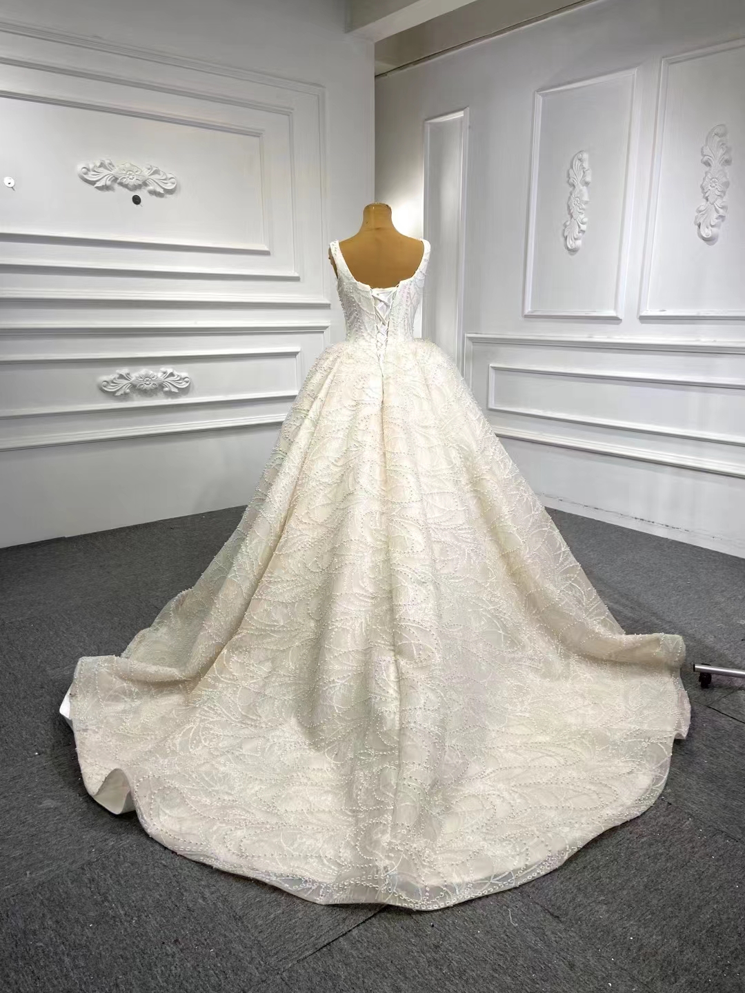 Sweetheart Wedding dress champagne Boat Neck Wedding Ball Gown SM67104-2