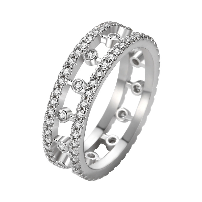 S925 Sterling Silver Cluster rings for women Rhodium Plated CZ Diamond Size 5-10 With box