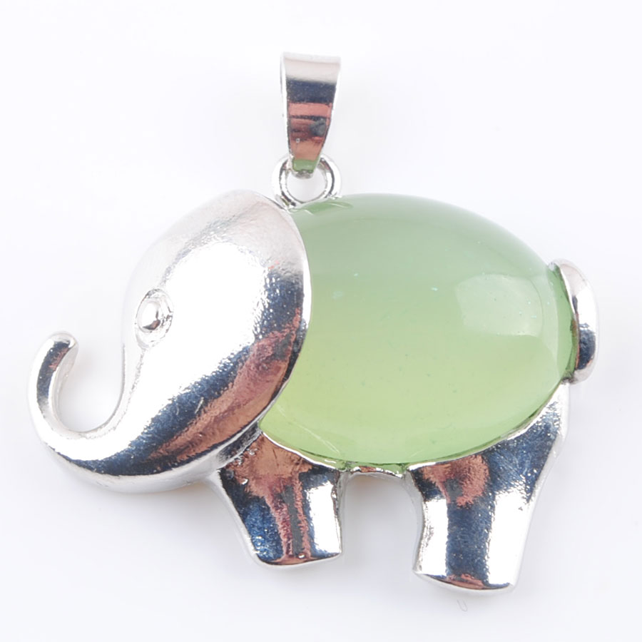 Natural Stone Chalcedony Jades Elephant Pendant Energy Crafts Diy Charm Necklace Jewelry Accessories Gift Making BN369