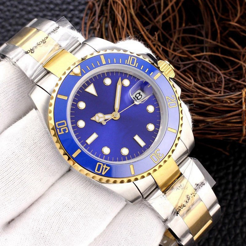 Klassiskt märke U1 Mens Watch Mechanical Submarine Watches Fashion 2813 40mm Mellan guld rostfritt stål Rem Sapphire Mirror Wate206T