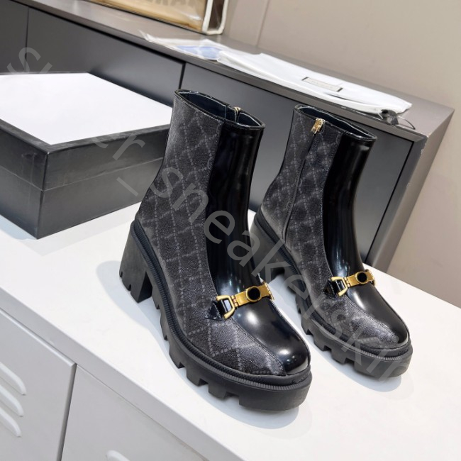 2022 Femmes Designer Boots Martin Boot Fashion High Heels Chaussures d'hiver sans glissement grossières Taille 35-42