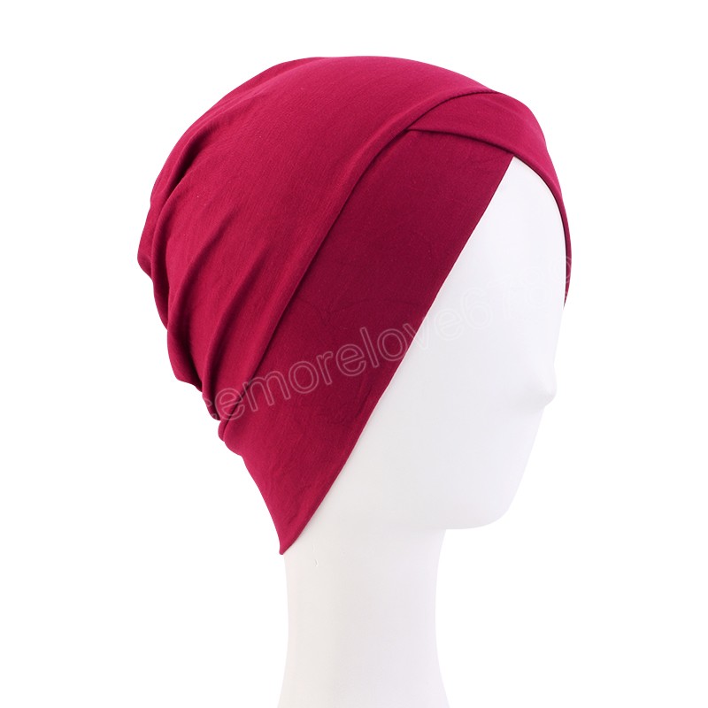Femmes Turban Modal coton croix casquette musulman bandeau bouton casquette doux bonnet intérieur Underscraf chapeau couvre-chef Hijabs dame chimio casquettes