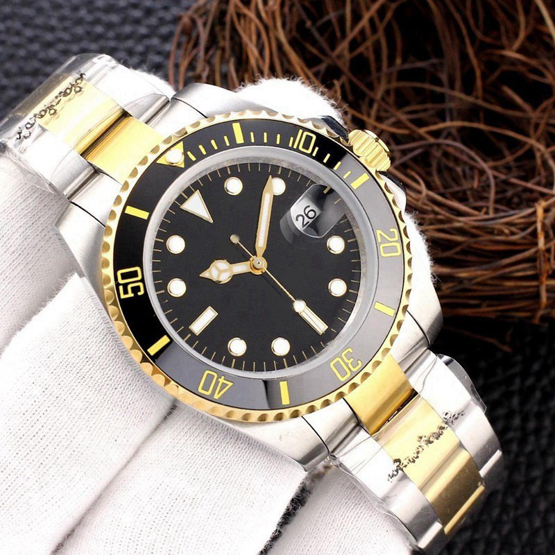 Klassiskt märke U1 Mens Watch Mechanical Submarine Watches Fashion 2813 40mm Mellan guld rostfritt stål Rem Sapphire Mirror Wate206T