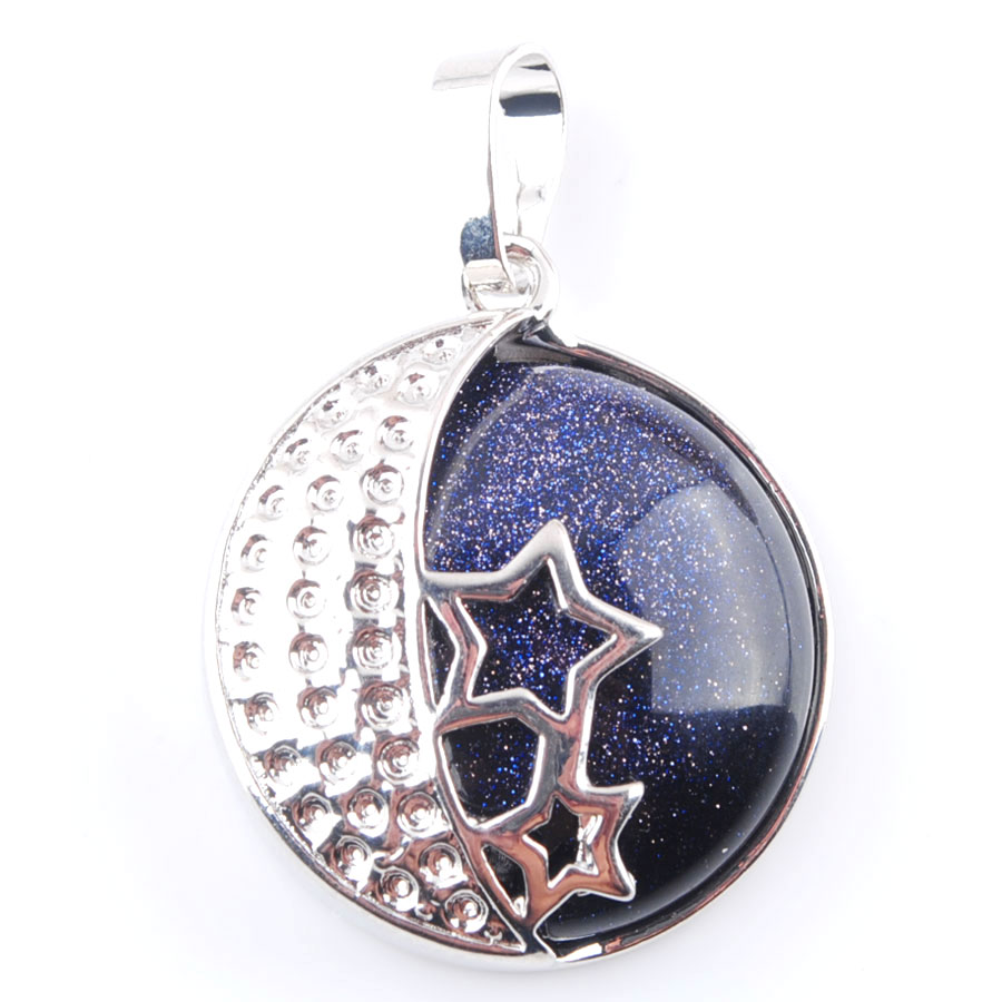 10 st natursten Sodalite Pendants Round Gem Moon Stars Yoga Semi Precious For Jewelry Diy Women Necklace Party Gifts Bn367