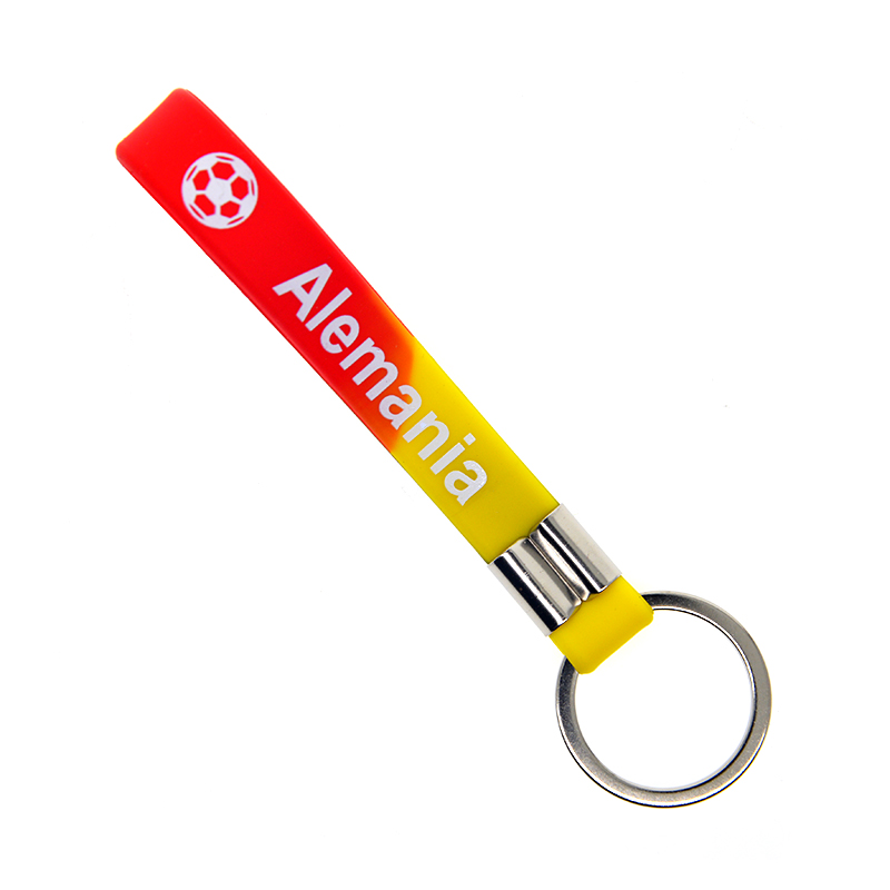 50 pièces équipe de Football Bracelet en Silicone porte-clés imprimé Alemania argentine Espana équateur Brésil