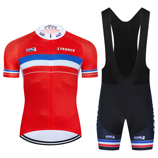 2024 Drużyna France Cycling Jersey 19D Zestaw żelowy MTB Rowerowe Ubranie Szybkie ubrania rowerowe
