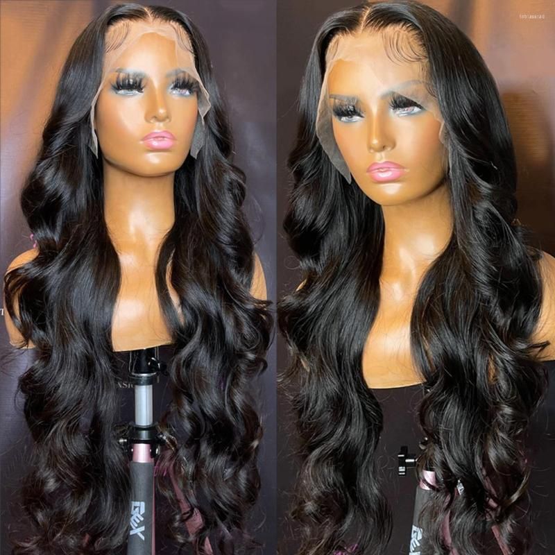 360 150 % hel spets frontal peruker Body Wave Peruk Människohår Brasilianskt 30 40 tum 4x4 Transparent stängning för kvinnor med babyhår