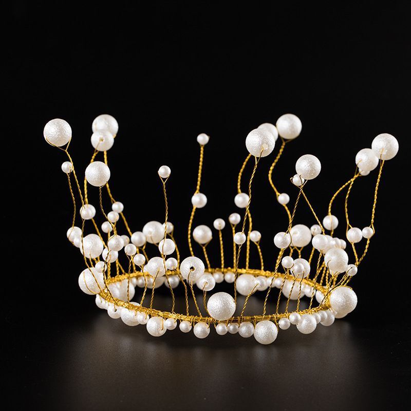 LED -ljus gl￶dande blinkande peal krona pannband nya flickor p￤rlor kristall mini tiara h￥r tillbeh￶r kaka dekor
