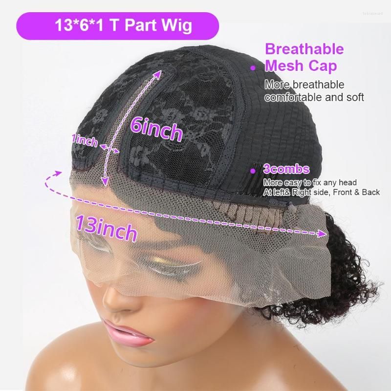 360 150 Short Bob Curly Human Hair Wigs for Black Women Brazilian Remy 13x1 T Part Water Deep Wave Lace Frontal Wig with Baby Hai8054742