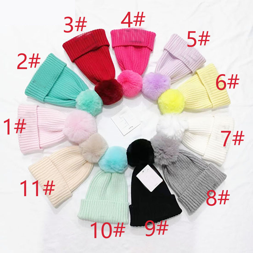 printemps automne hiver enfant chapeaux de Noël filles sport mode bonnets Skullies Chapeu casquettes coton Gorros laine chapeau chaud tricoté ampoule enfants 11 couleurs couleur bonbon