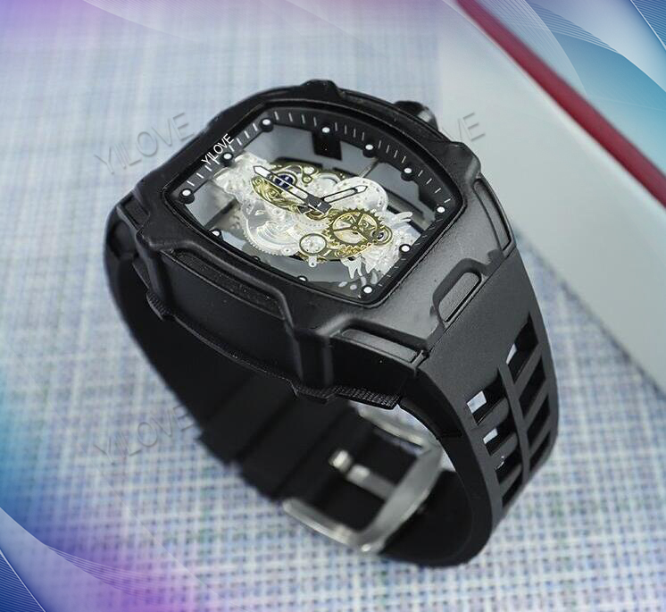 Luxury Men Women Mechanical Skeleton Design Dial Watch Full Stainless Steel Case Multi-Red Energy Skeleton Clock Imported Quartz D2266