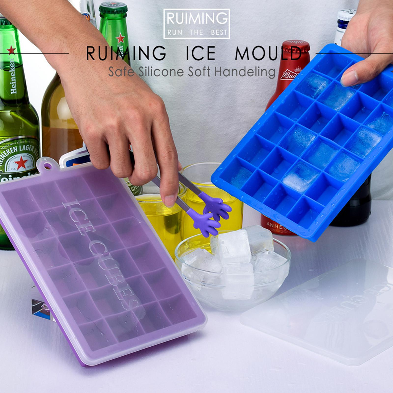 24 Silicone Ice Cube Tray with Lid Ice Cube Mold Food Grade Silicone Whiskey Cocktail Drink Chocolate Ice Cream Maker Party Bar