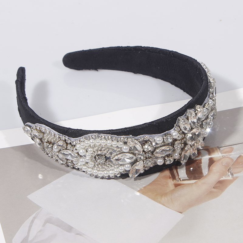 2022 Luxus Barock Voller Strass Stirnband Mode Haar Zubehör Frauen Glänzenden Kristall Prom Haarbänder Boutique Haar Hoop