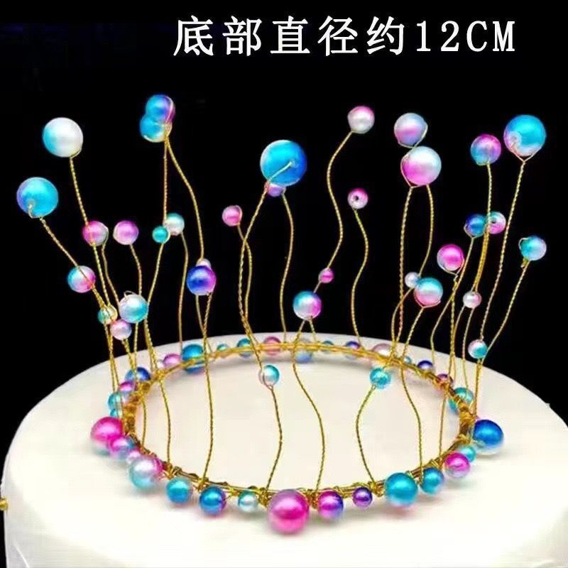 LED-Licht leuchtend blinkend Peal Crown Stirnband neue Mädchen Perlen Kristall Mini Tiara Haarschmuck Kuchen Dekor