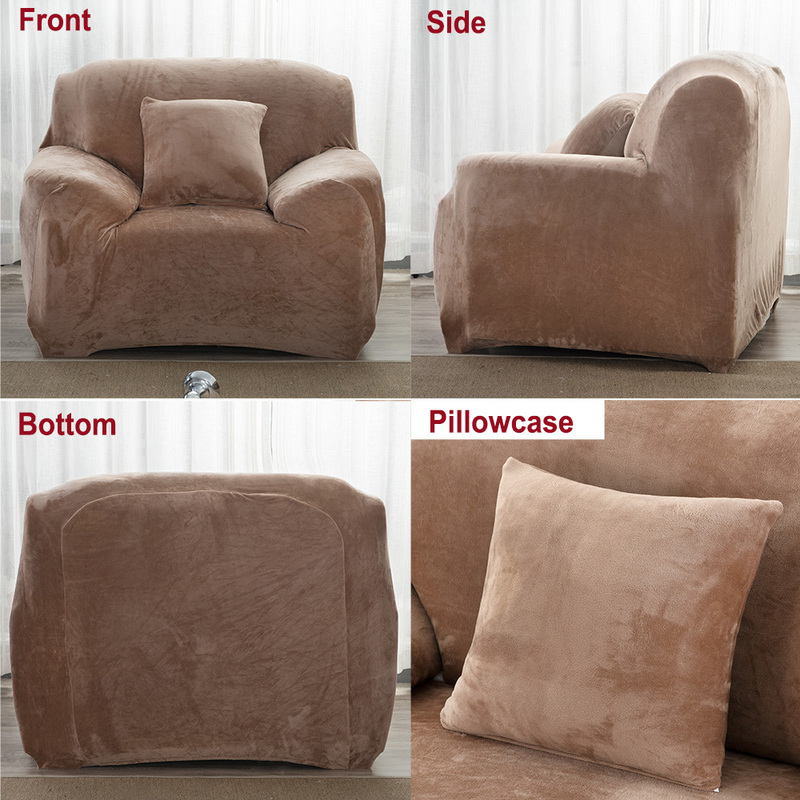 Stollekläder Velvet Plush Thicken Sofa Covers för vardagsrum L -formade hörn Elastiska slipcover Sektionens stretch Couch -omslag med armstöd 220919