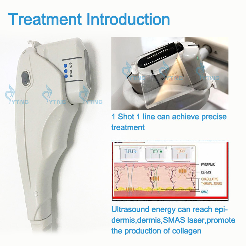 Equipamento de beleza da máquina de ultrassom HIFU Face elevador Anti envelhecimento Apertendo 5 cartuchos para face e corpo