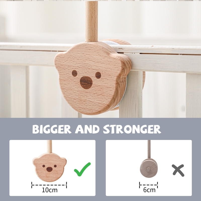 Rattles Mobiles Baby Wooden Bed Bell Bracket Cartoon Bear Crib Stand Mobile Hanging Toy Holder Arm Decoration 220916