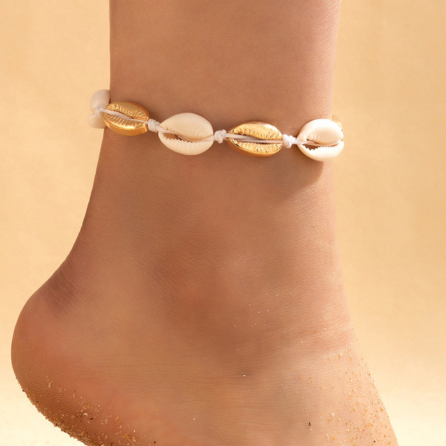 Bracelets de cheville tissés en corde de coquillage de plage d'été Simple, Style ethnique bohème, réglable, monocouche, pieds nus, Bracelets pour femme