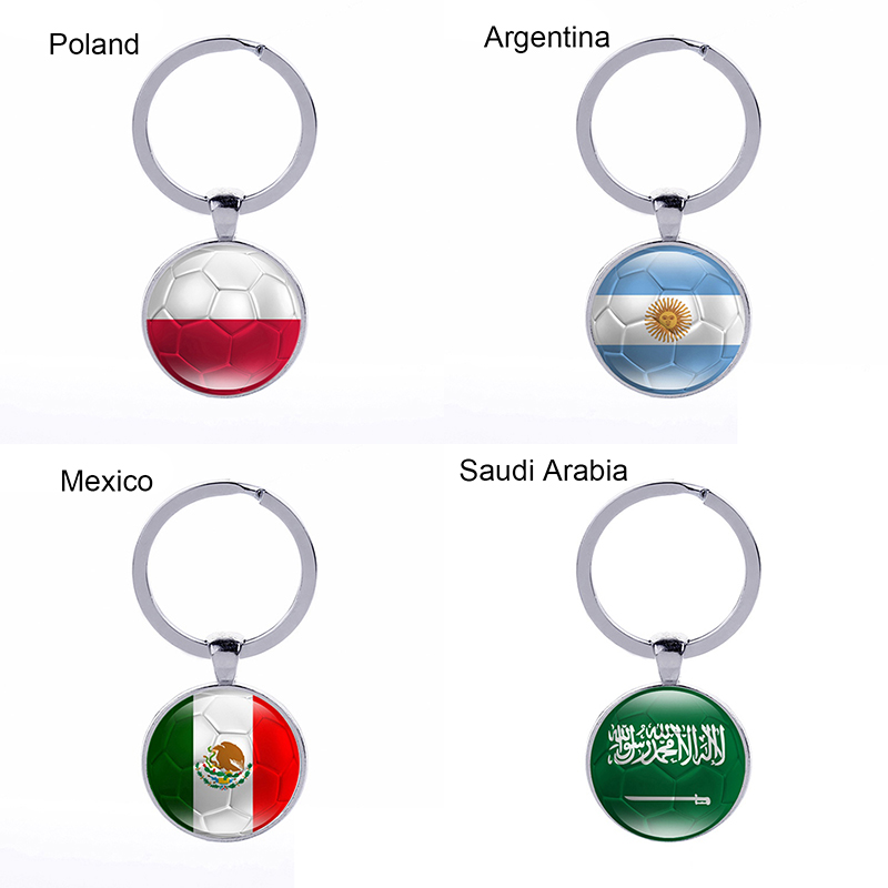 Fooball Keychains Pays World Flag Soccer Key Chain Cleans Rings Fans Souvenir Men de mode Femmes Key Holder Promotion Cadeaux