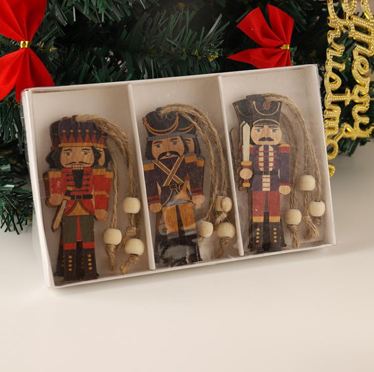 Décorations de Noël avec corde suspendue Noyer Soldat Casse-Noisette Marionnette Fournitures Cadeau pour enfant Ornements Arbre de Noël Décor SN4693