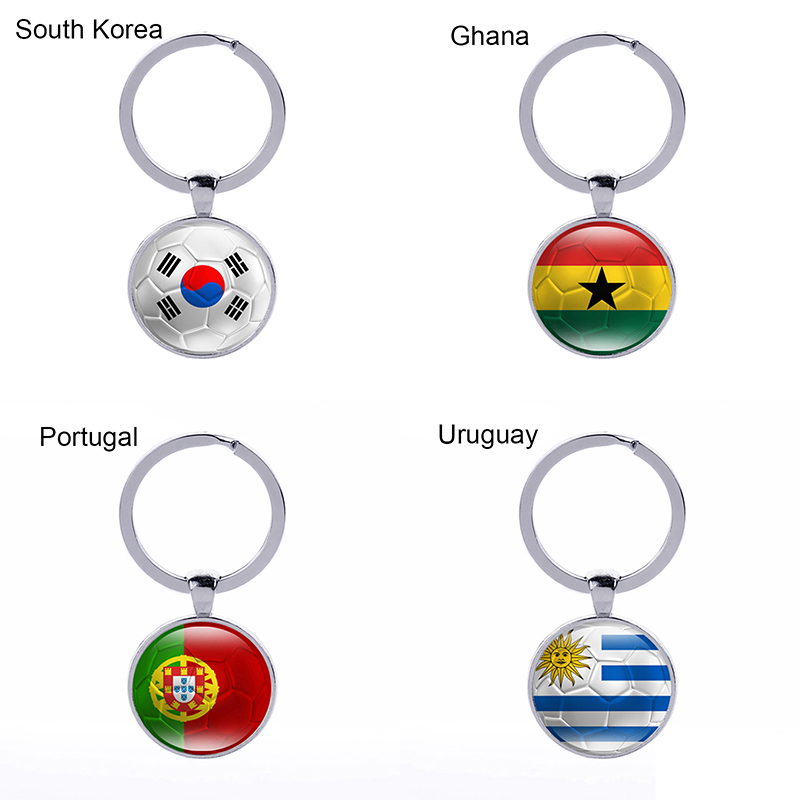 Fooball Keychains Wereldlanden vlaggen voetbal Key Chain Rings Fans Souvenir Fashion Men Women Key Holder Promotie Geschenken