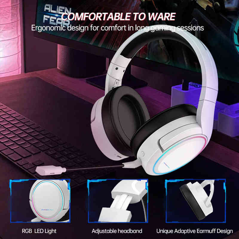 Auriculares Romoral 2.4G Auriculares para juegos Auriculares Bluetooth Auriculares inalámbricos de 2.4GHz con micrófono Luces RGB para computadora PS4 PS5 Xbox T220916