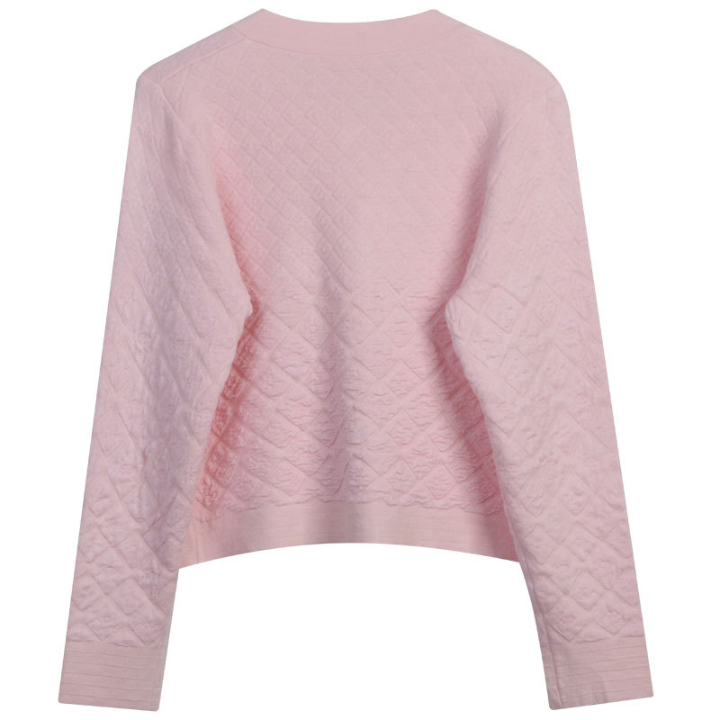 902 2022 Milan piste automne pull à manches longues col rond rose blanc Cardigan mode vêtements femmes mingmei