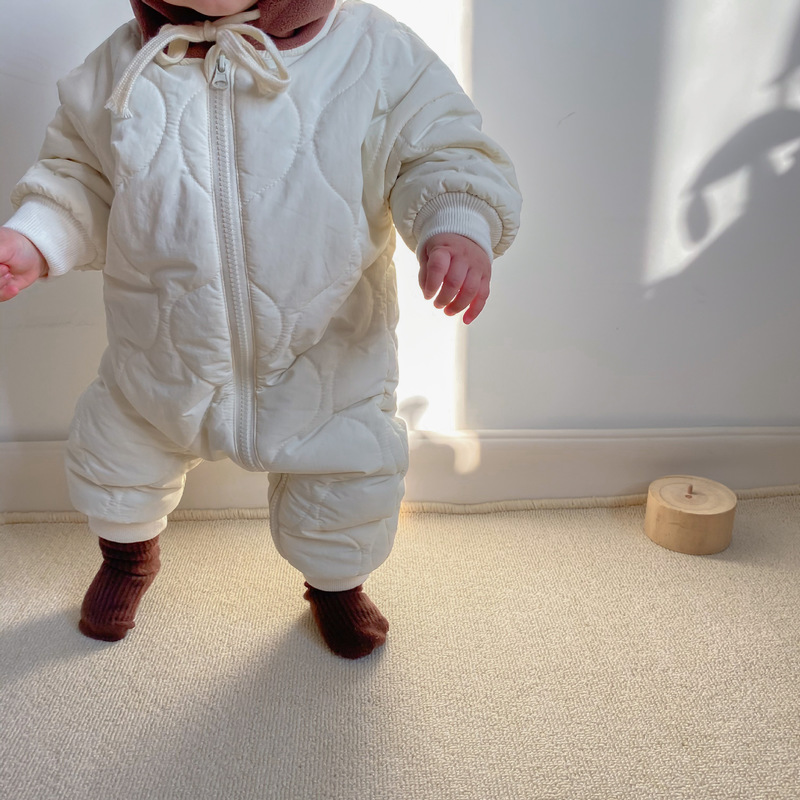 Romances para criança bebê abrigo de algodão Solid Born menino Menina com capuz Sunote de neve macacão de inverno Espalhar quente