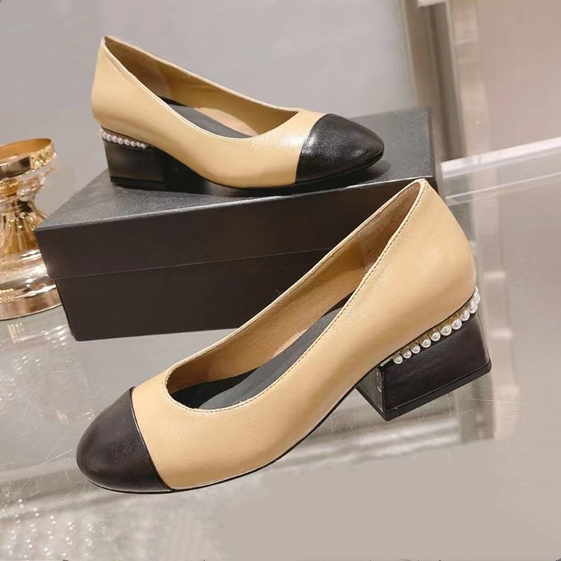 Neue Schuhe für Frauen echtes Leder 4,5 cm hohe Rough-Absätze Frühling Herbst Luxury Designerin weibliche Schuhe Pumpen Schuhe Größe 35-40