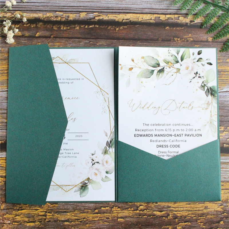 Cartões de felicitações Cartão de convidado de casamento preto Tri Festas de bolso de bolso convidados de gestão de gestão