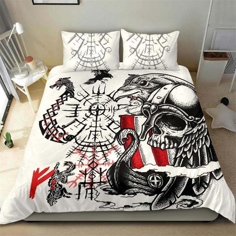 Bettwäsche Sets Viking Drakkar Duvet Cover weiche Yggdrasil -Bettwäsche Set Vikings Fenrir Wolf Celtic Quilt Cover Mutter Tag GIF9497586