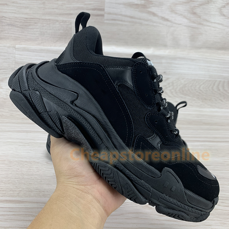 Triple S Chunky Casual Shoes Black White Metal Grey Platform Sneaker Beige Green Yellow Light Blue Cream Yellow Red Height Increase Men Women Dad Shoe