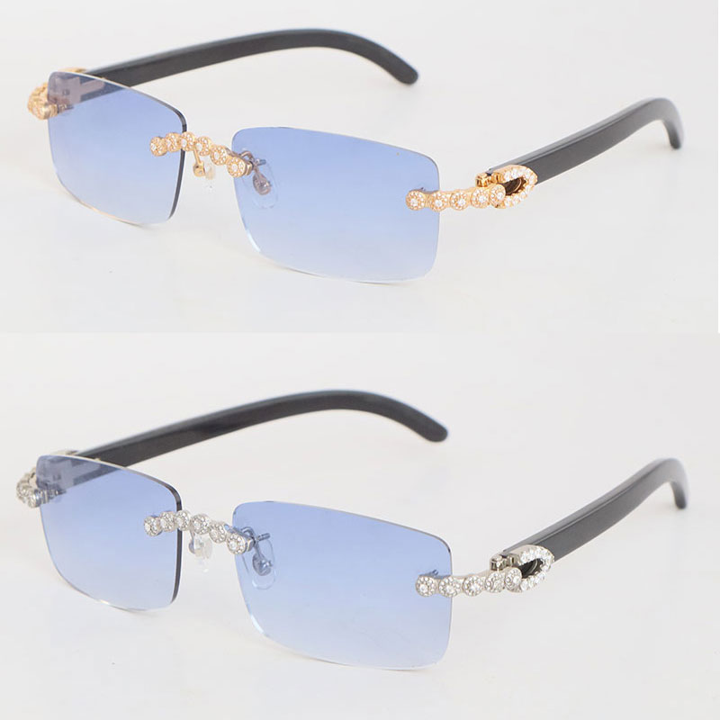 Lunettes de soleil sans riminles noires d'origine Buffalo Womans Womans Maisanite Diamond Moisanite Set Glasses Men célèbre carré 8200757 Sun Glass268V