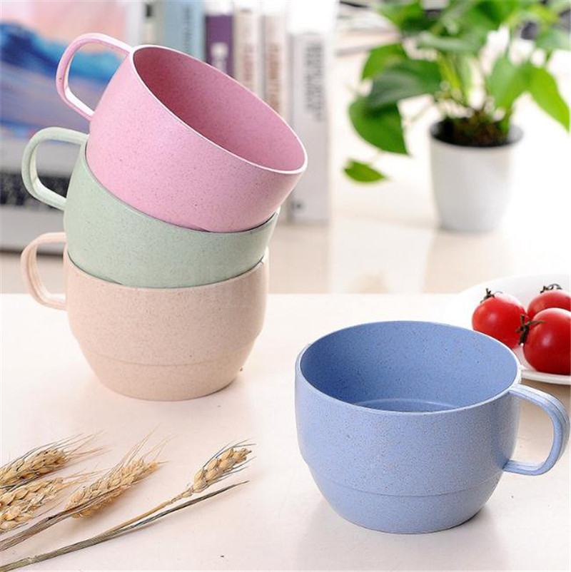 Environmenta Wheat Straw Mugs Milk Coffee Tea Water Cups Gargle Cup Pure Color Fashion Mug DE773