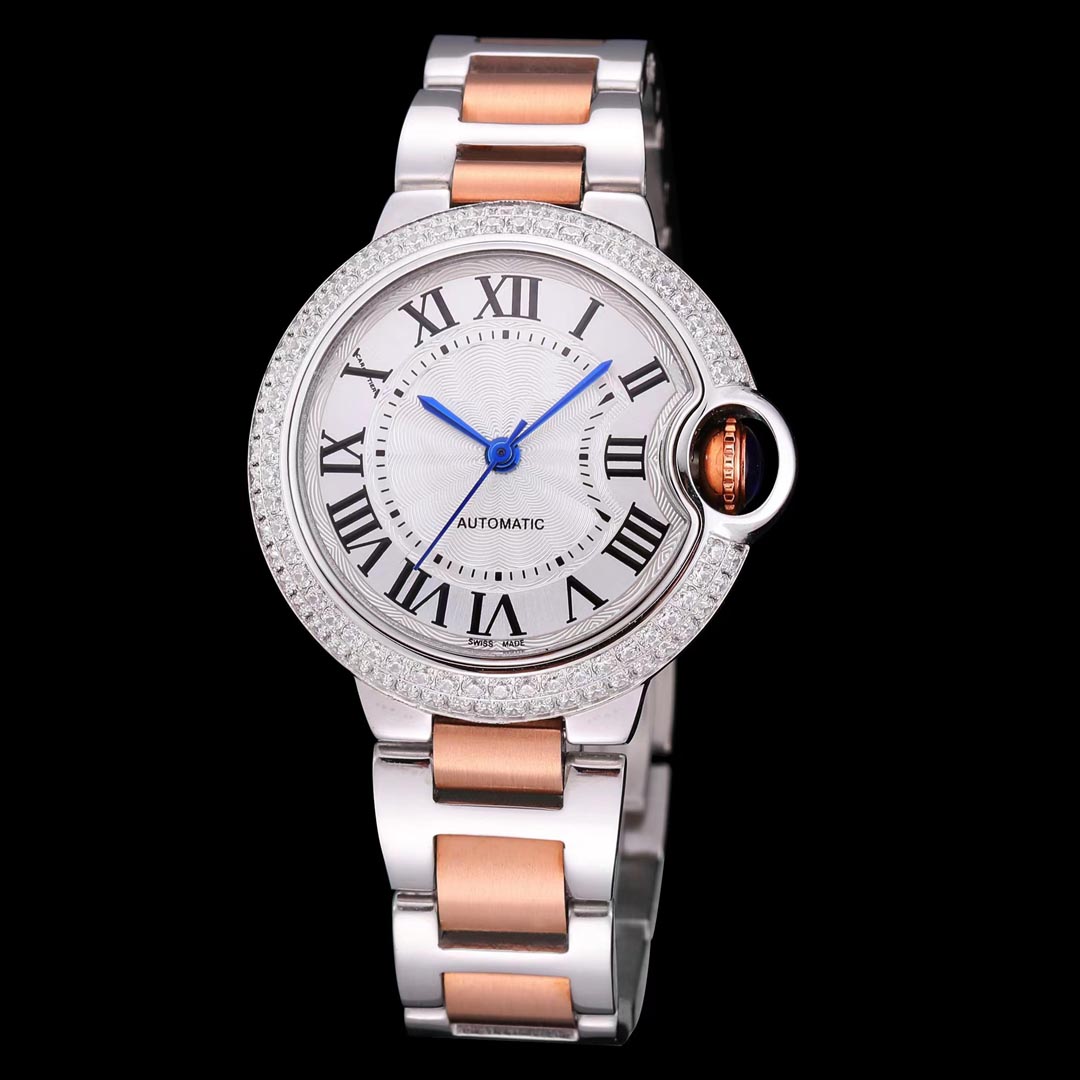 Luxury Womens Automatic Motchical Motchical Mouvement importé Diamond Full en acier inoxydable Sapphire Résistant à 33 mm Watch M236O