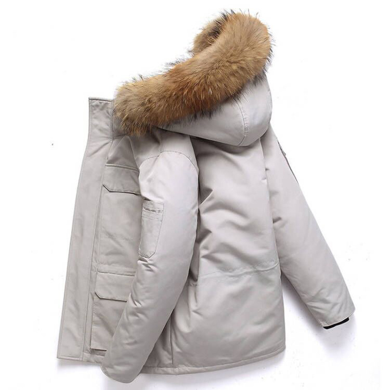 Parkas pour hommes col de fourrure blanc canard veste d'hiver hommes coupe-vent à capuche épaissir manteau multi-poches mâle garder au chaud -30 degrés 220919