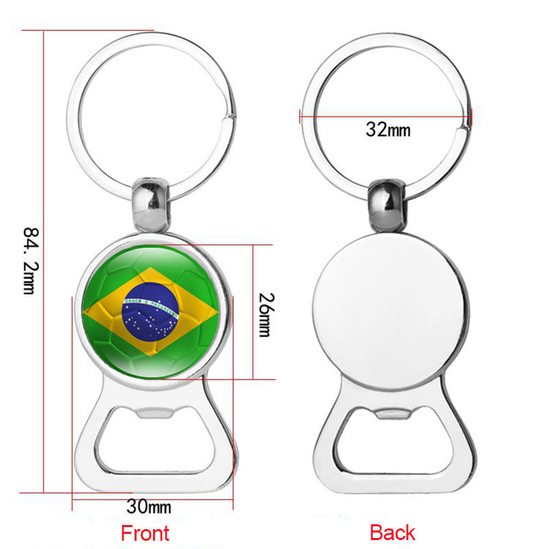 Flasköppnare nyckelring fotbollsnyckelringar lands flaggor öl edc souvenir Qatar spanien Portugal Brazil fotboll fans presentbilsnyckelhållare innehavare