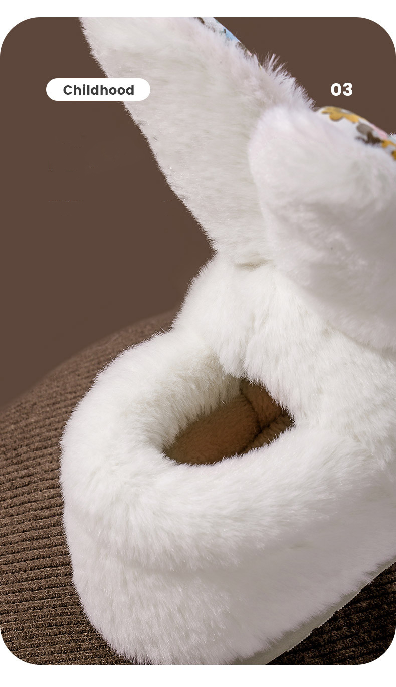Sıkıcı Sevimli Beyaz Tavşan Terlik Çocuk Kürk Loafers Ev Sıcak Ayakkabı Çocuk Çocuk Slaytlar Toddler Kızlar Bootie 220919