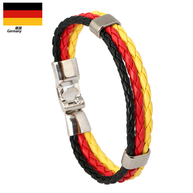 Pu l￤der armband nationell flagga v￤vda armband v￤rldscup souvenir g￥va