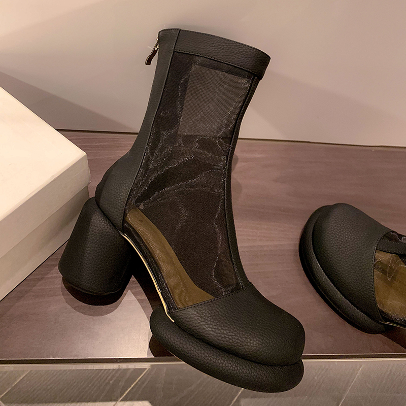 Örgü tıknaz sandalet kadın yüksek topuklu ayakkabılar 2022 bahar yaz kalın serin botlar sandaletler elbise pompaları chelsea