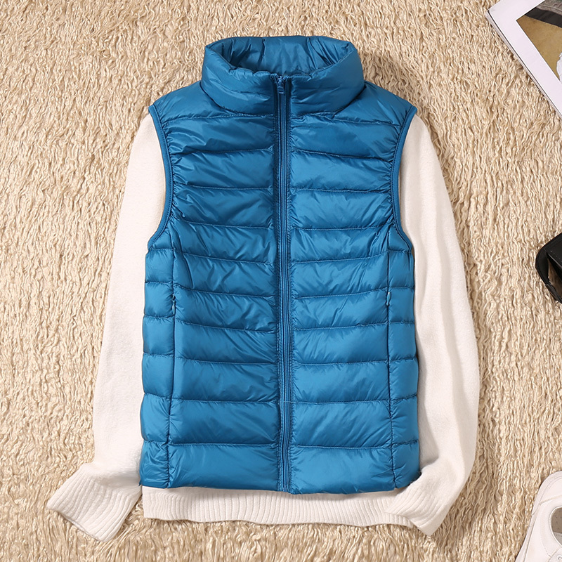 Kvinnors v￤star kvinnor 90% White Duck Down Ultra Light Jacket Autumn Winter High Collar Sleeveless Coat 220916